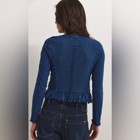 Free People We The Free Sylvie Long Sleeve NWT dark denim blue small medium - Picture 2 of 5